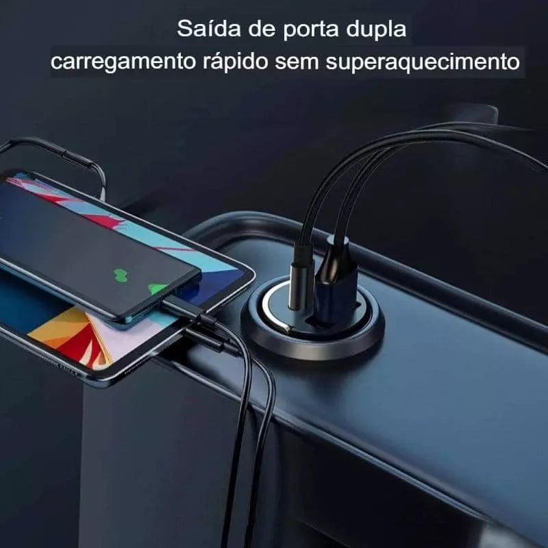 Adaptador USB para Carros – Carregamento Rápido